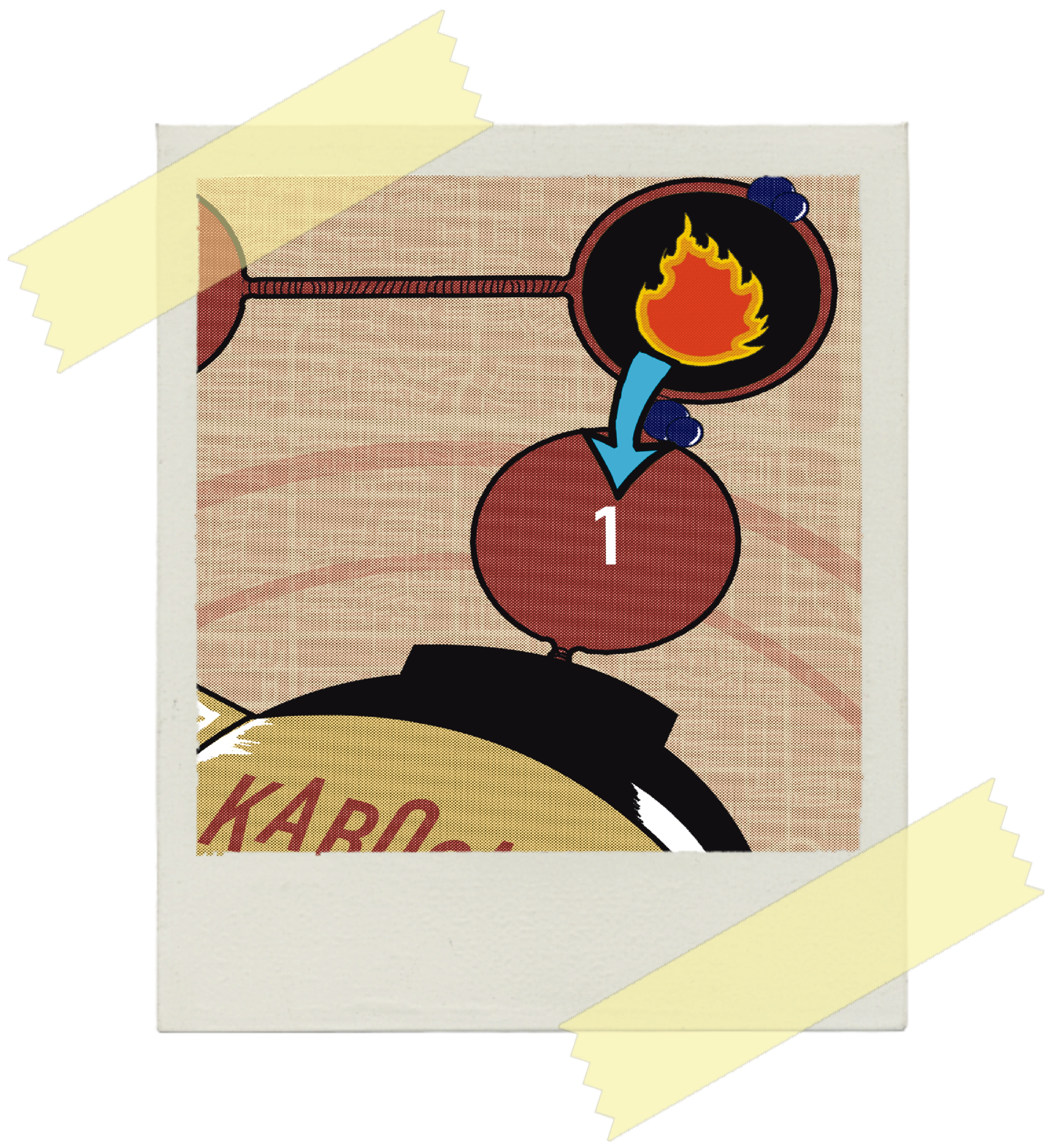 Polaroid picture showing the fuse token moving down a space representing the time and turns left in the game